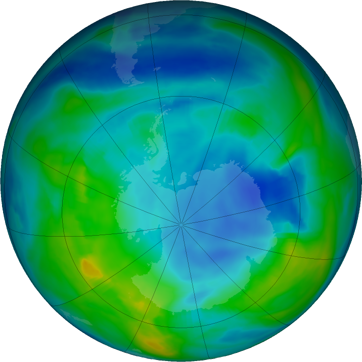 Antarctic ozone map for 09 May 2018